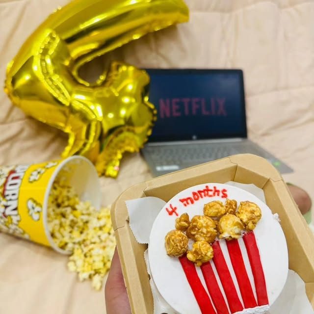 Popcorn bento cake for a 4-month anniversary