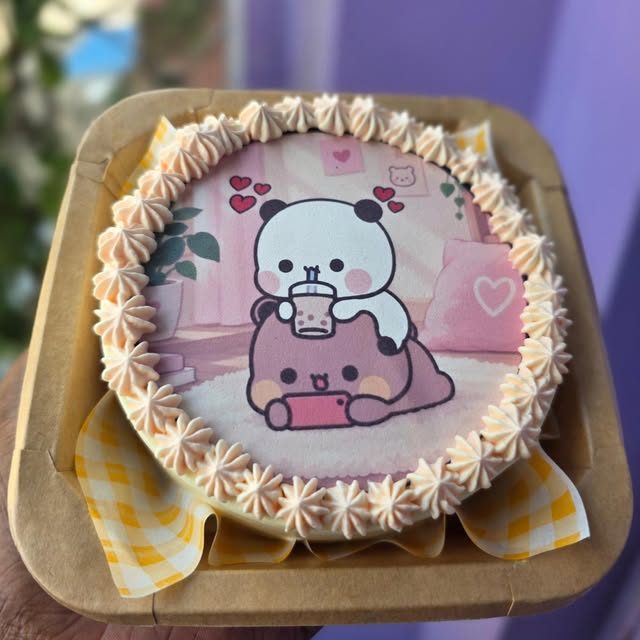 Panda print bento cake